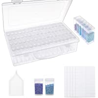 Caja de almacenamiento de pintura con diamantes de 64 compartimentos- con bandeja de embudo- 200 pegatinas para uñas…